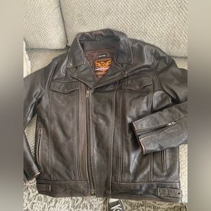 Milwaukee leather biker jacket brown distressed size xl